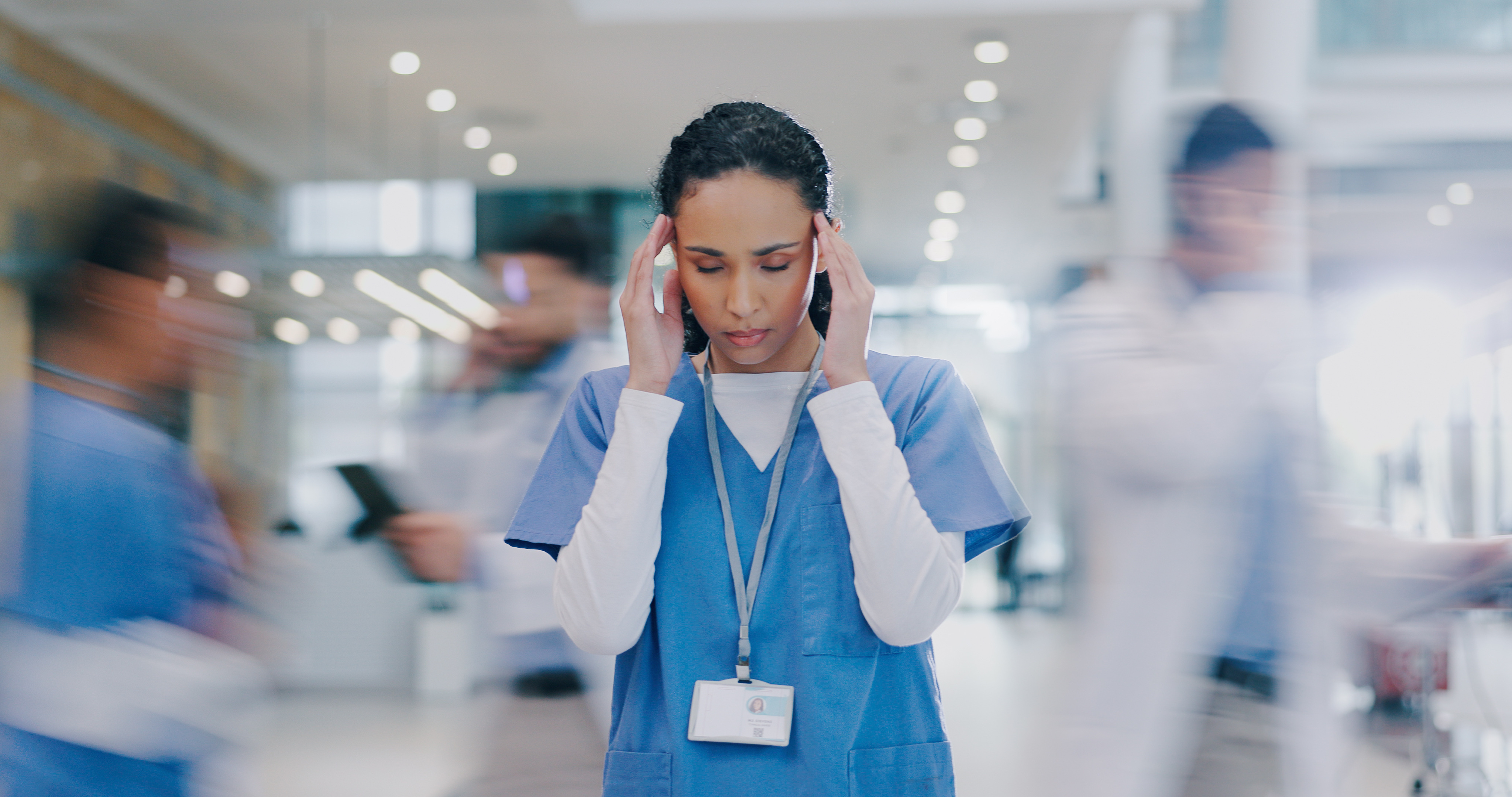 Clinician overwhelmed in a busy hospital environment